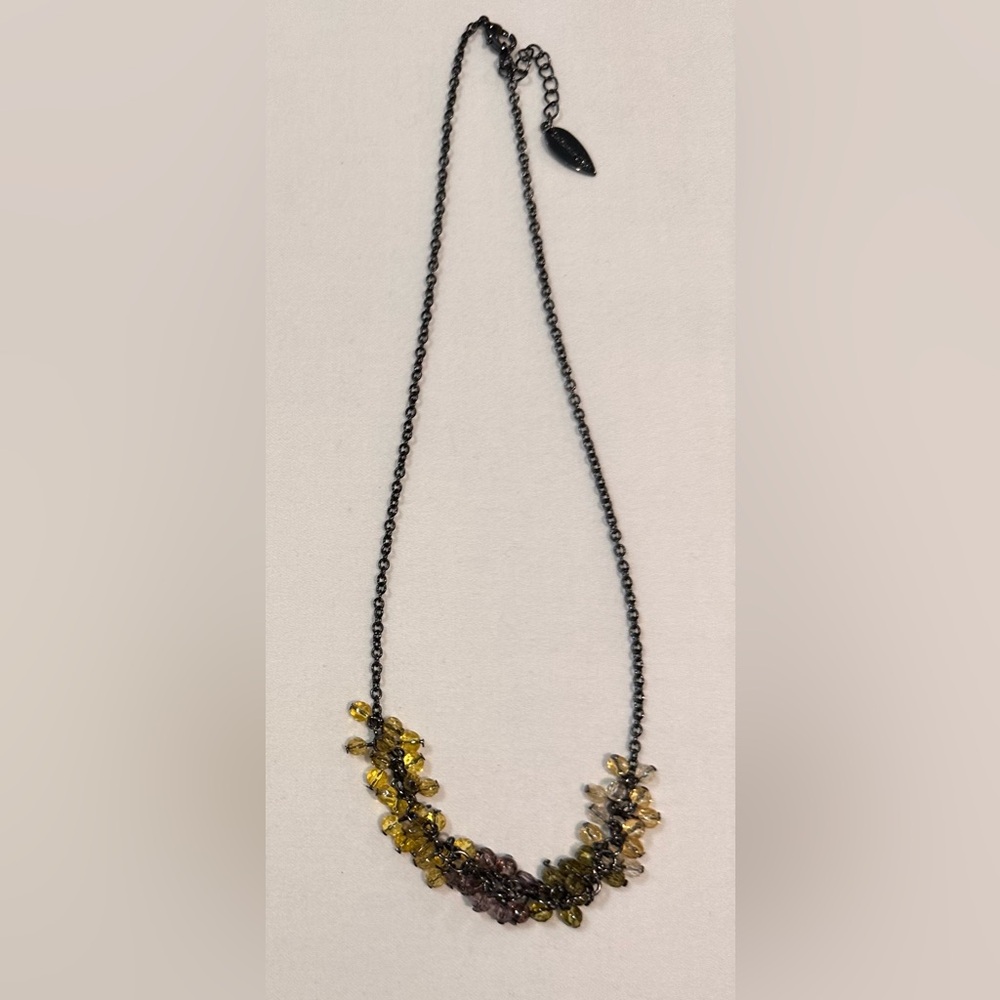 Coldwater‎ Creek Black Metal Chain w/Gold & Brown Beads